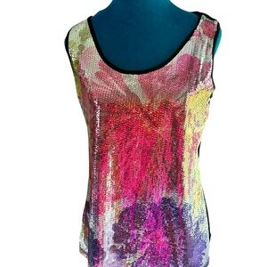 Sleeveless  top sequins galore front just shimmers and shines Large nwt